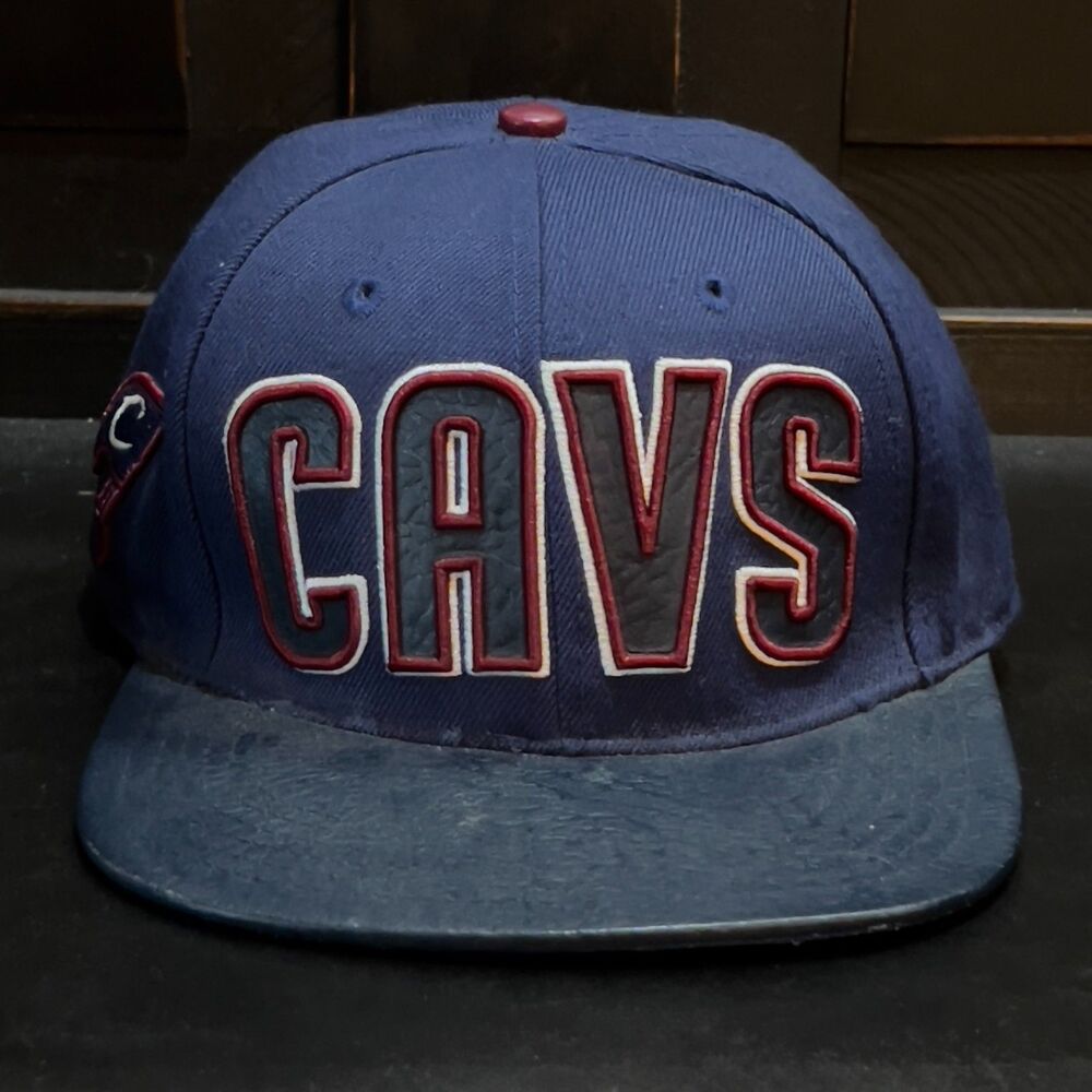 Pro Standard Cleveland Cavaliers Leather Brim Strapback Hat Blue Cavaliers Hat